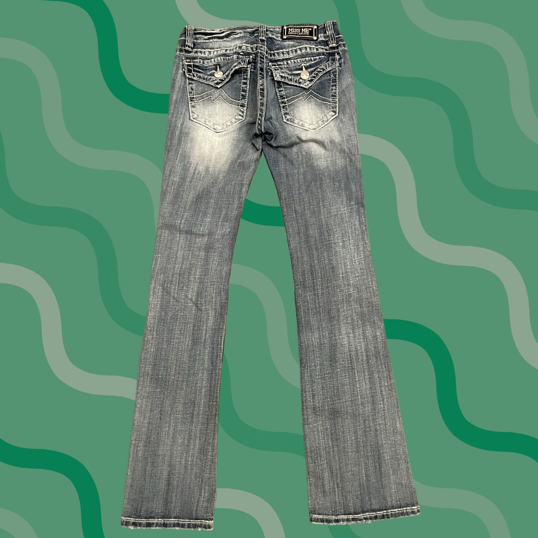Miss Me Miss Me Bootcut Jeans 28x32 Rhinestone Denim 5-Pocket Cowboy Women Blue F469 Size 28" / US 6 / IT 42 - 1 Thumbnail