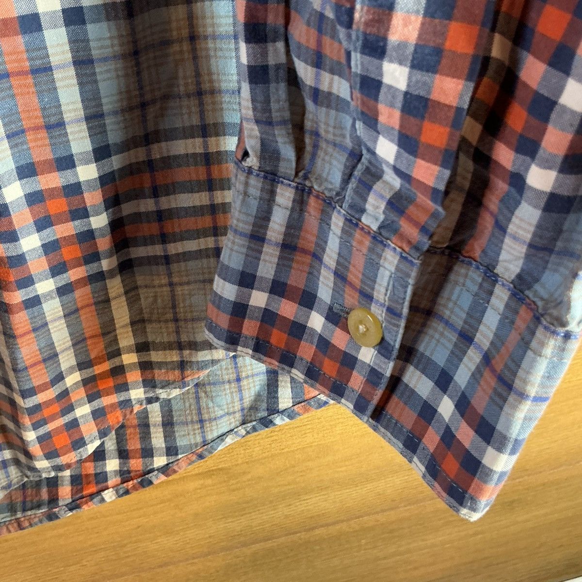 Chaps Chaps men’s Large orange navy Blue Plaid Button-Down Shirt Size US L / EU 52-54 / 3 - 3 Thumbnail