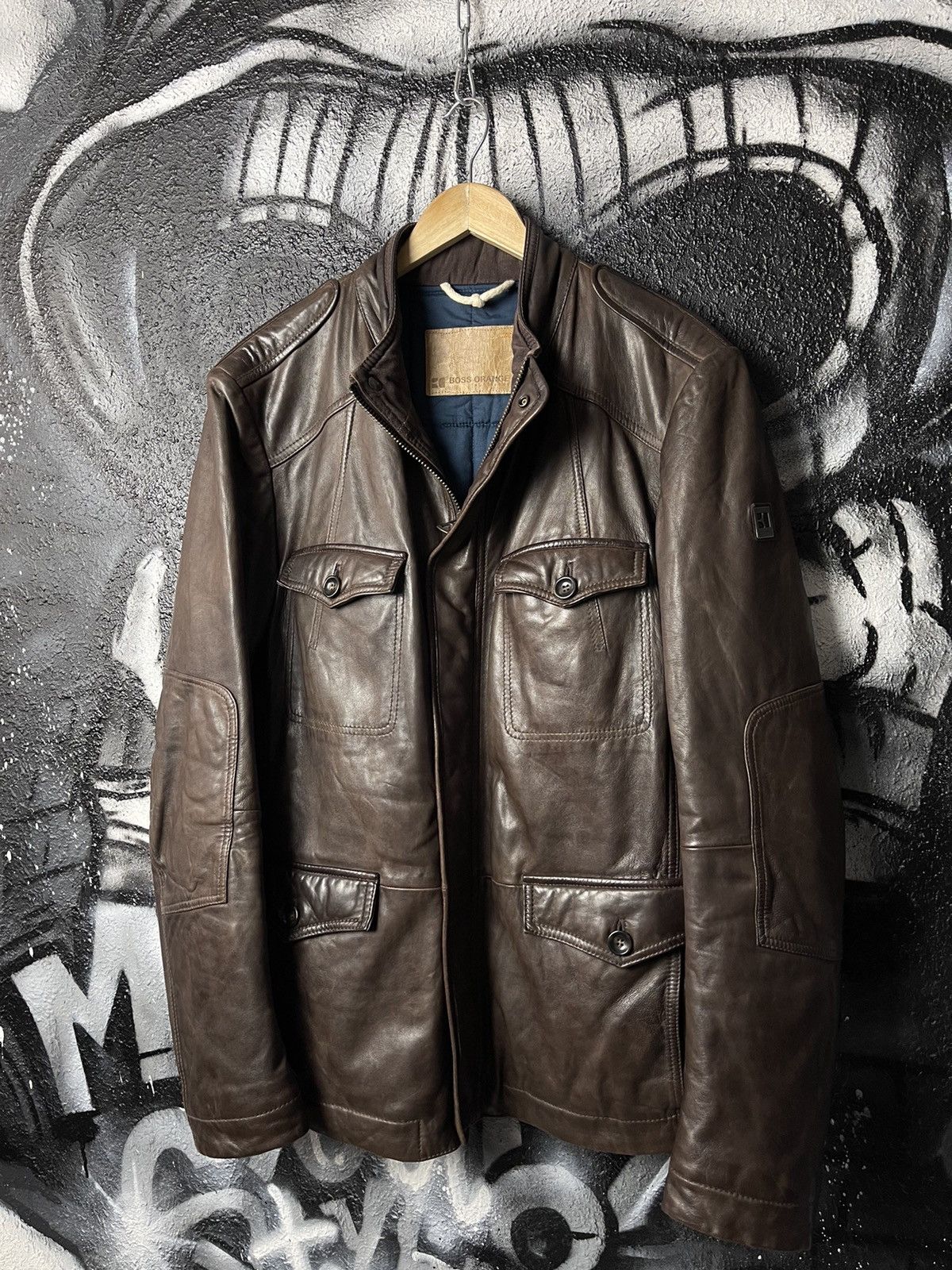 Boss Orange Thermore Rinnova Lamb Leather Brown Jacket