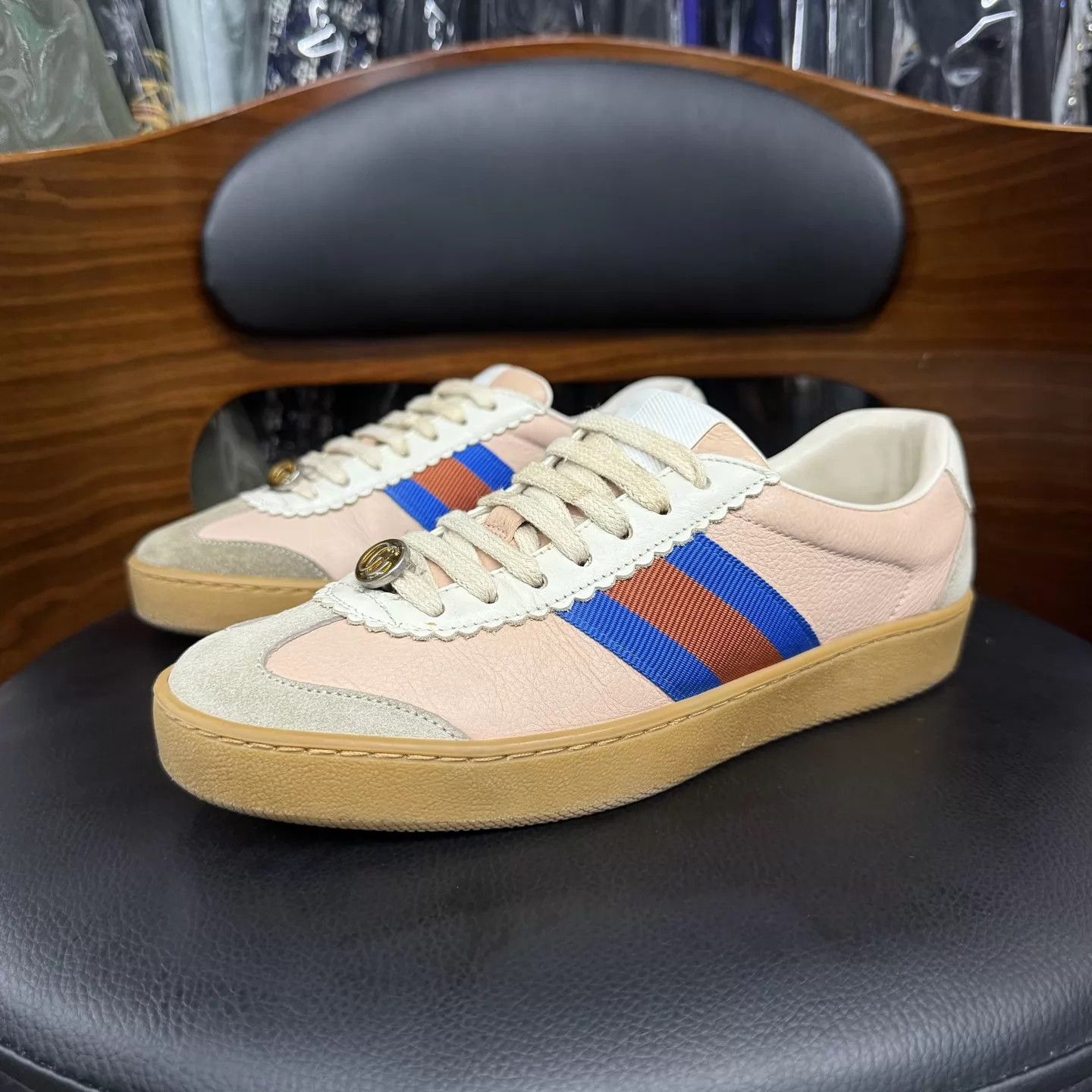 Gucci Gucci G74 Web Pink Blue Sneaker UK5.5/EU39.5 Size US 6.5 / EU 39-40 - 1 Thumbnail