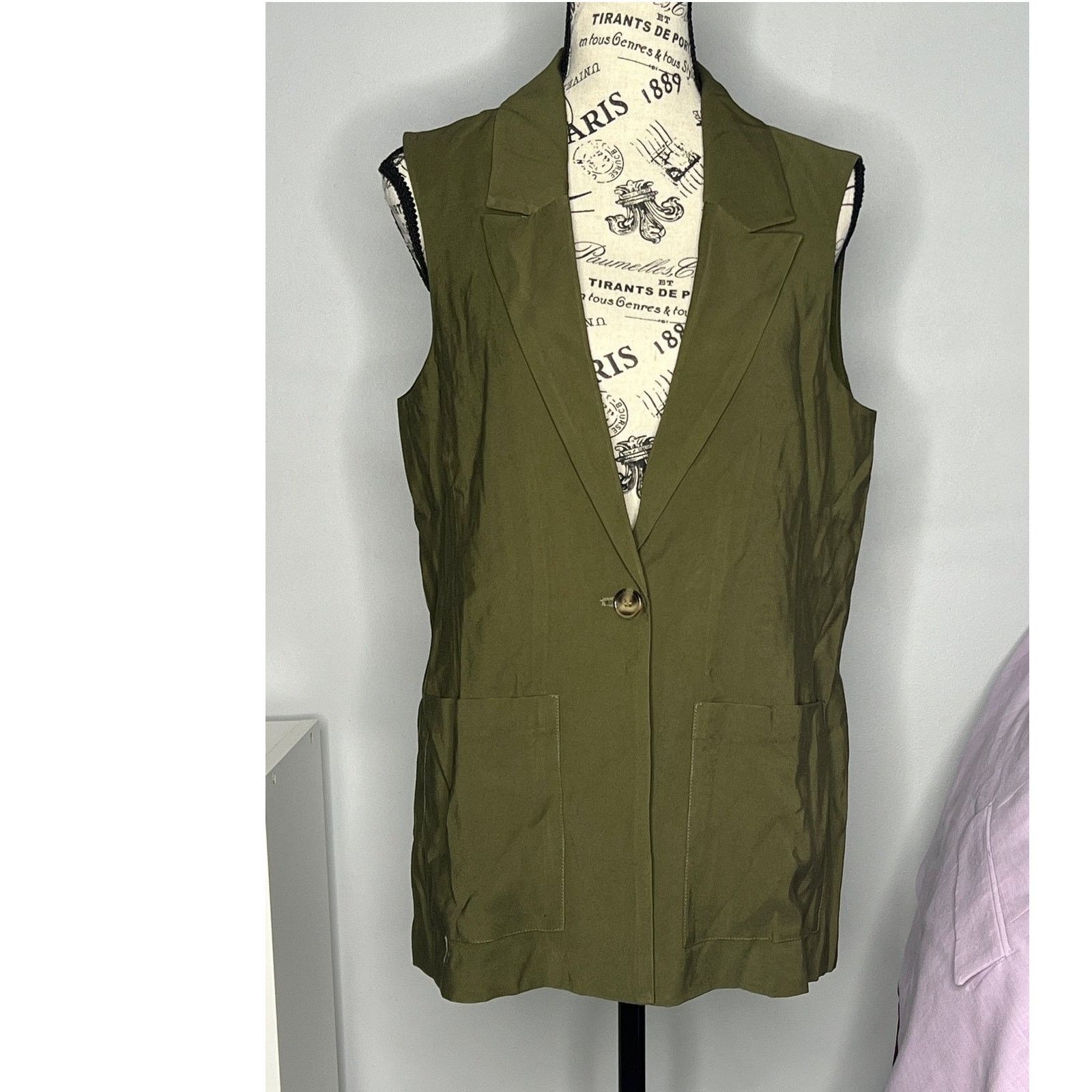Sanctuary Olive One-Button Notched Lapel Two Front Pocket Vest Size XS / US 0-2 / IT 36-38 - 12 Thumbnail