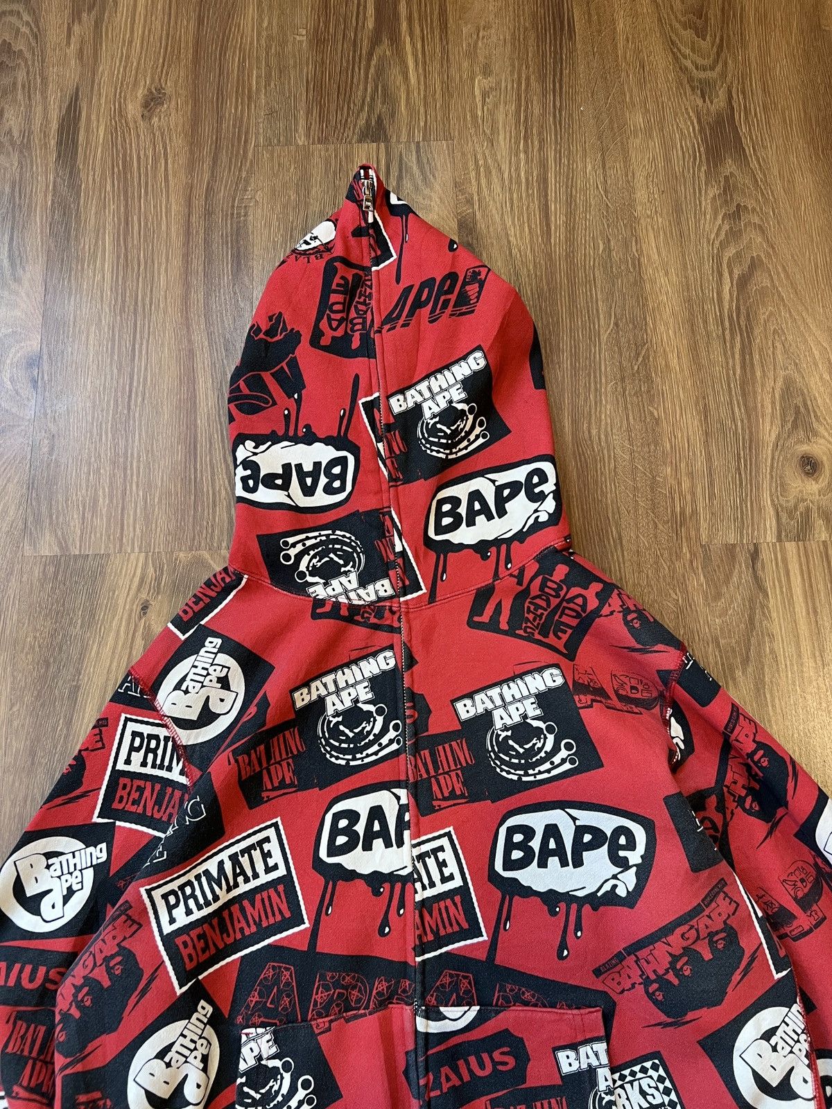 Bape Rare Bape Nigo Dr. Zaius Zip Hoodie (Red/White/Black) Size US XL / EU 56 / 4 - 4 Thumbnail