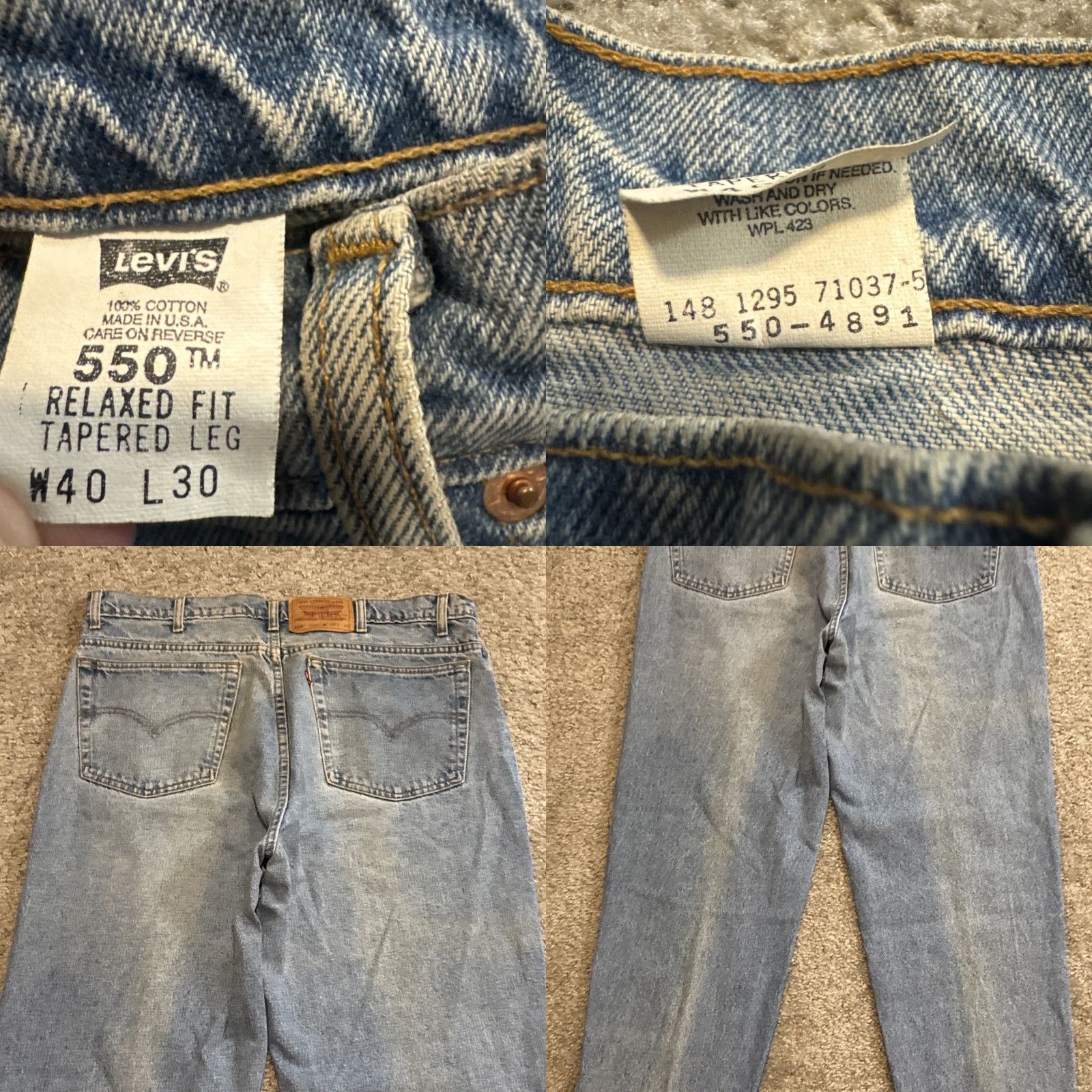 Levi's VINTAGE Levi’s 550 Tapered Jeans Men 40 Light Blue Denim 30 Inseam 90s Relaxed Fit 40x30 Jeans Size US 40 / EU 56 - 8 Thumbnail