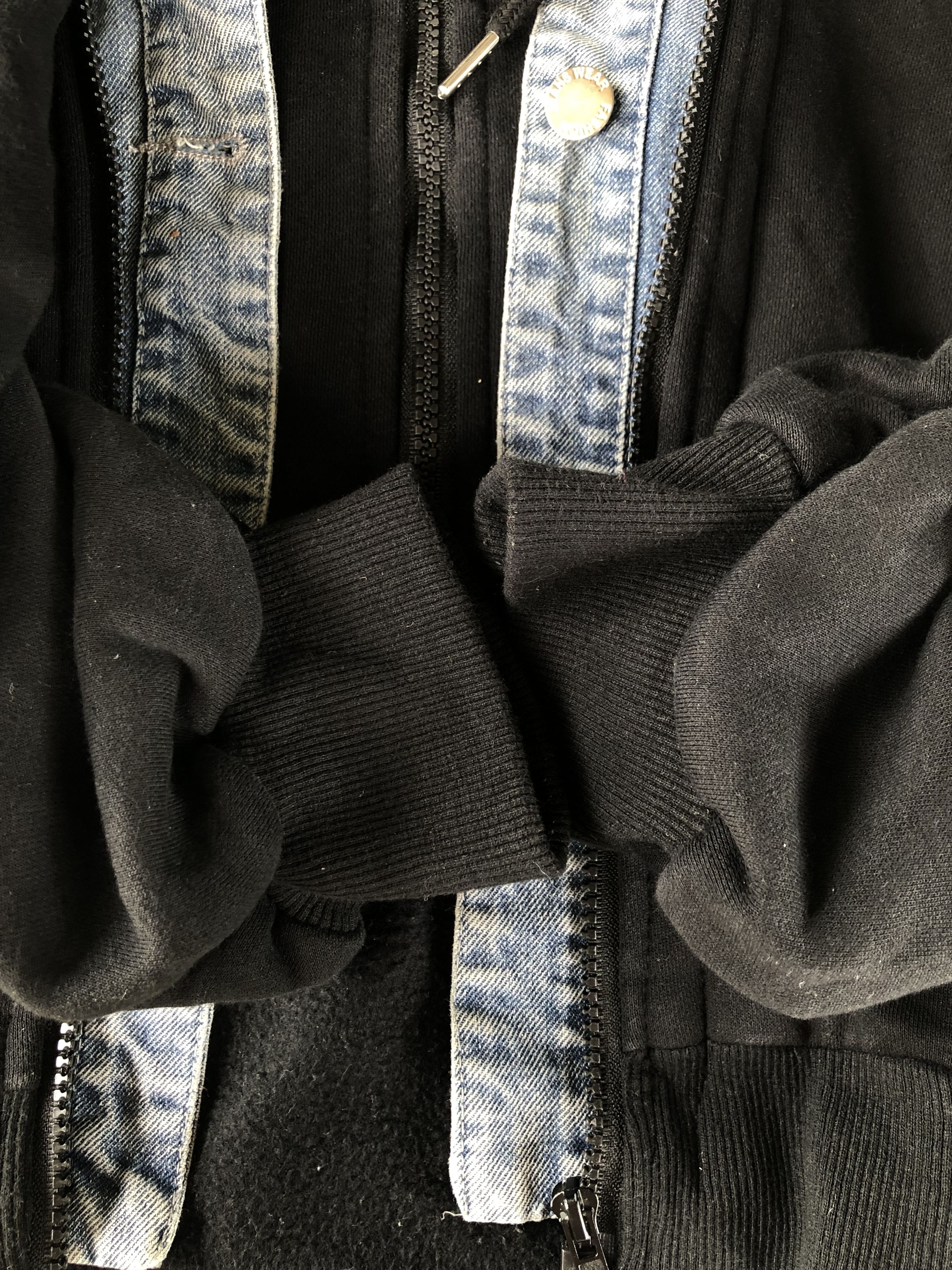 If Six Was Nine × Japanese Brand × Le Grande Bleu (L.G.B.) Vintage Y2k Doublelayer Jeans Hybrid Denim Hoodie Fur Size XL / US 12-14 / IT 48-50 - 2 Thumbnail