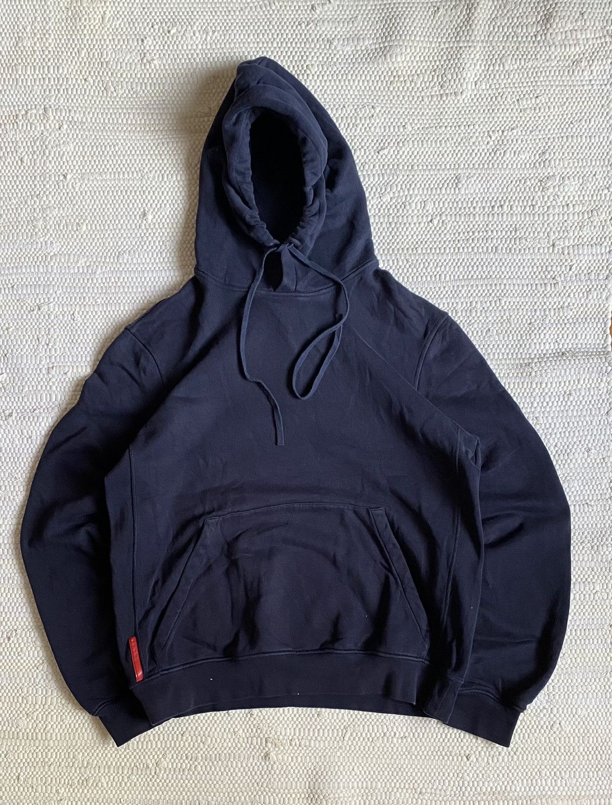 image of Red Tab Prada Dark Blue Hoodie, Men's (Size XL)