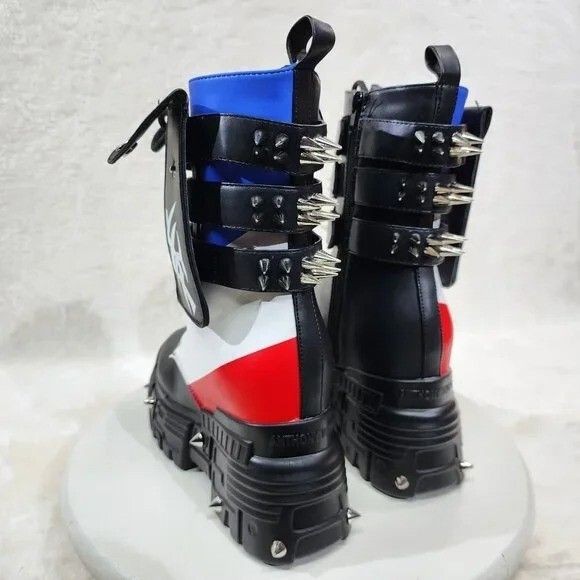 Other Anthony Wang Red White Blue Black Night Cyber Punk Goth Mid Size US 8.5 / IT 38.5 - 3 Thumbnail