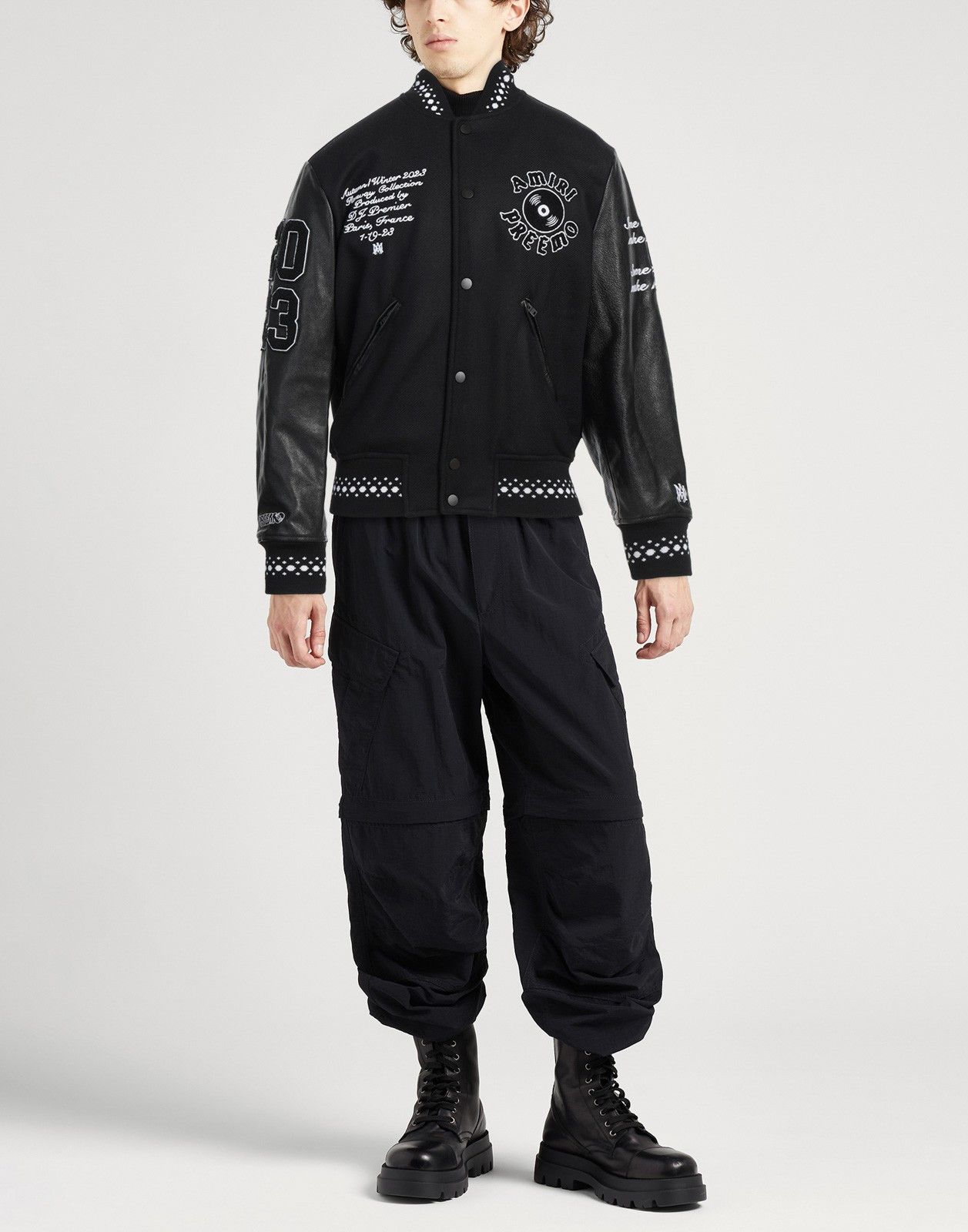 Amiri Amiri DJ Preemo Leather Sleeve Wool Black Varsity Jacket Size US XL / EU 56 / 4 - 1 Thumbnail