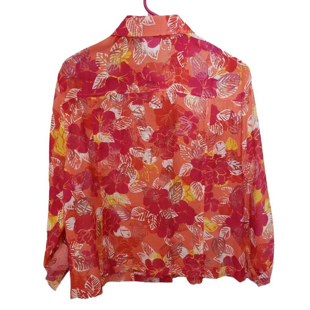 Designer CT191a Ruby Rd. Favorites Sheer Button Down Shirt 14 Size XL / US 12-14 / IT 48-50 - 2 Thumbnail
