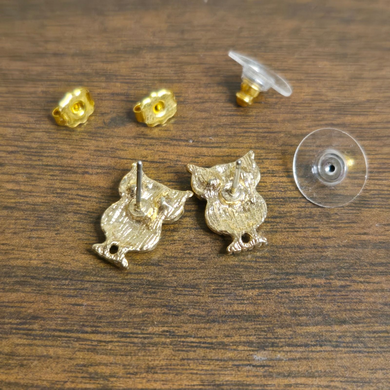 Vintage Gold Tone Owl & Enameled Penguin Studs - Whimsical Bird Size ONE SIZE - 11 Thumbnail