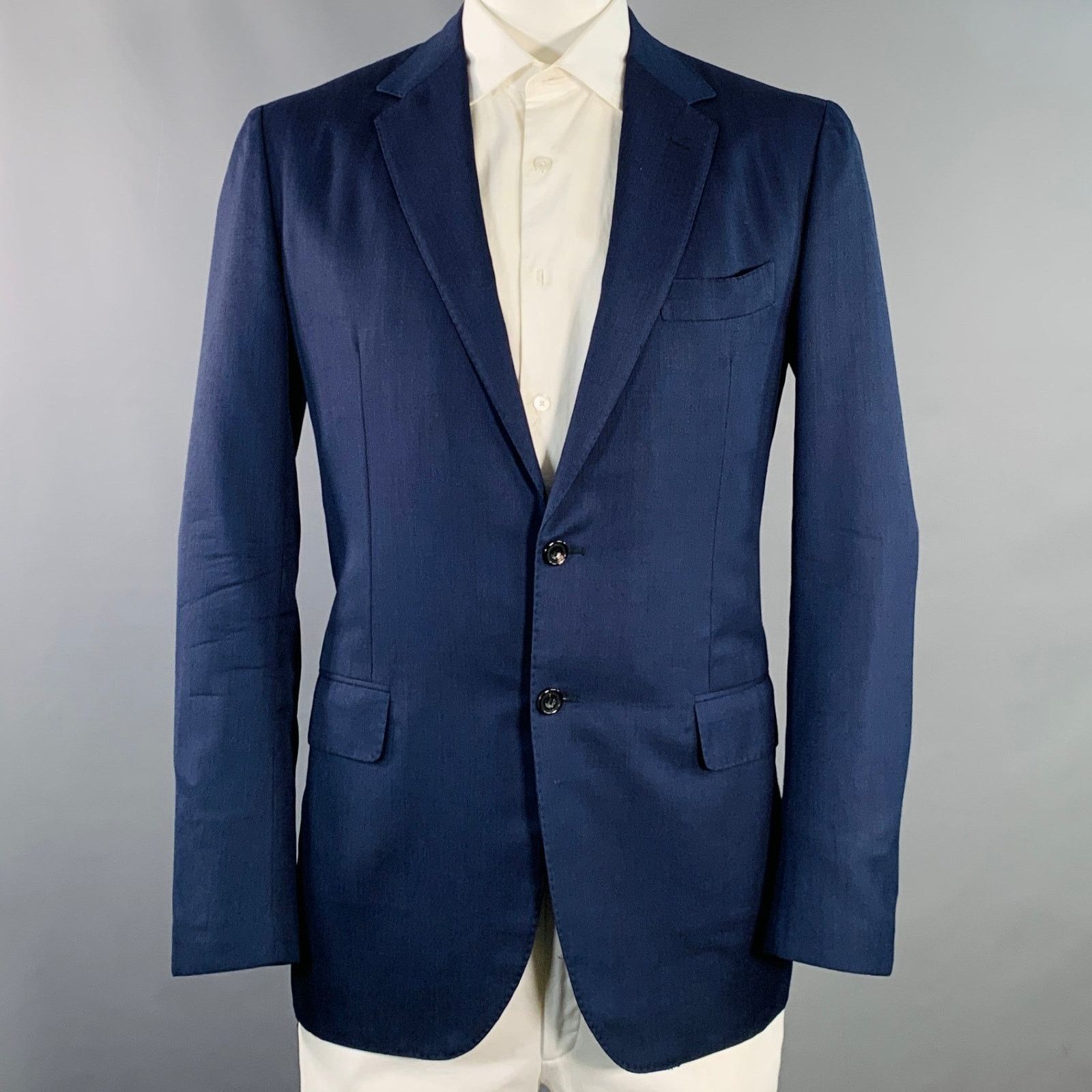 SARTORIO SARTORIO Size 44 Regular Navy Wool Notch Lapel Sport Coat Size 44R - 1 Thumbnail
