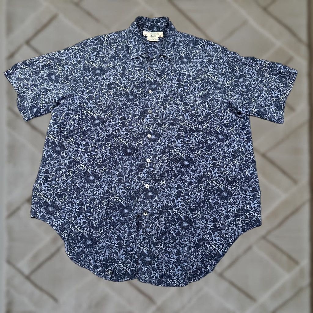 Orvis Vintage Orvis Men's Large Blue Floral Silk Hawaiian Shirt Casual Beach Retro Size US L / EU 52-54 / 3 - 1 Thumbnail
