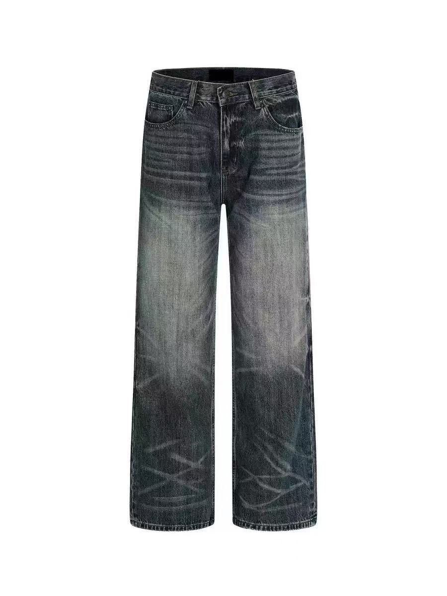 Japanese Brand American retro washed distressed straight leg jeans for men Size US 32 / EU 48 - 5 Thumbnail
