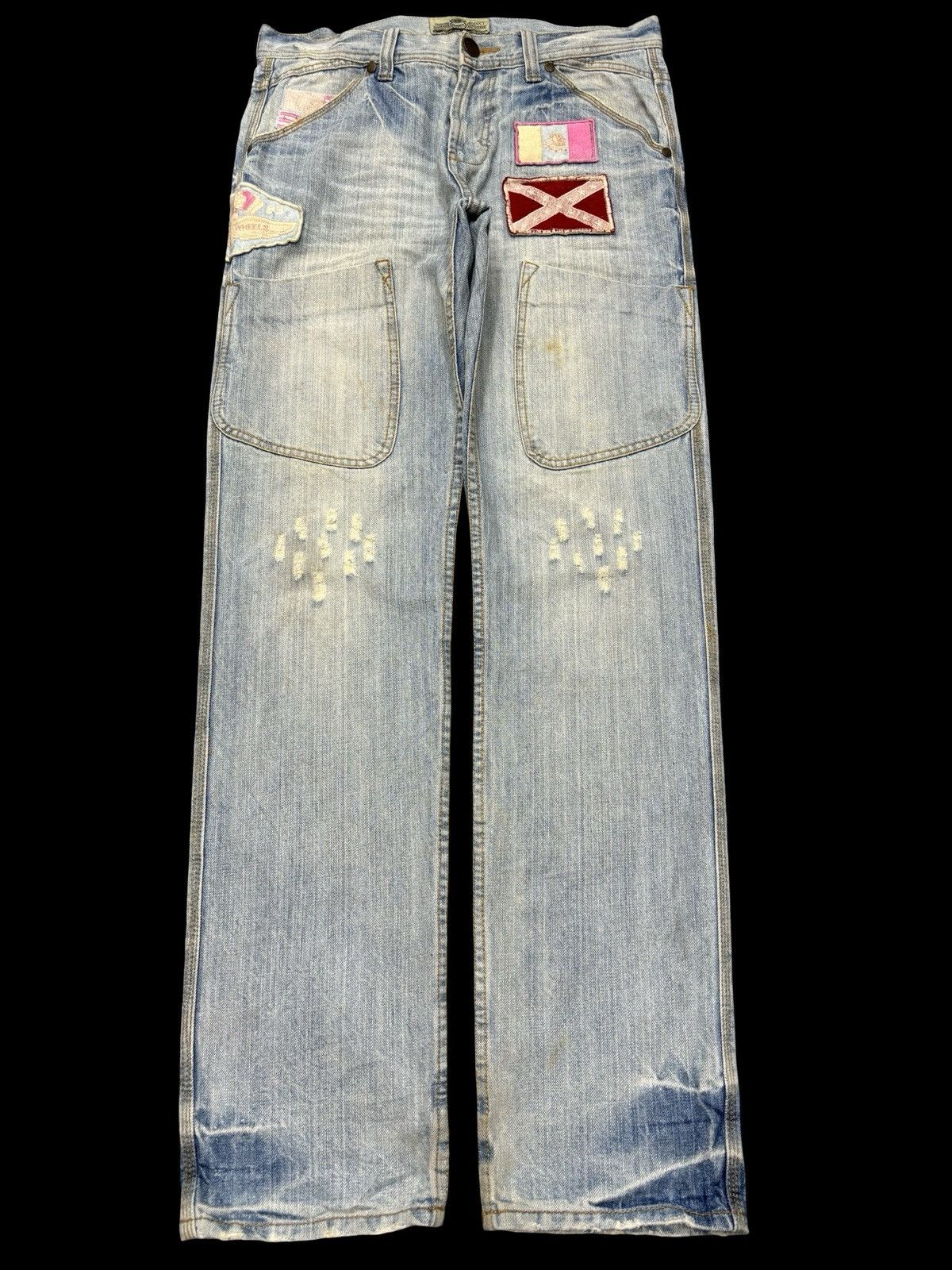 Japanese Brand 💥Insane Style Patches X Shots Distressed MPocket Denim F663 Size US 32 / EU 48 - 2 Thumbnail