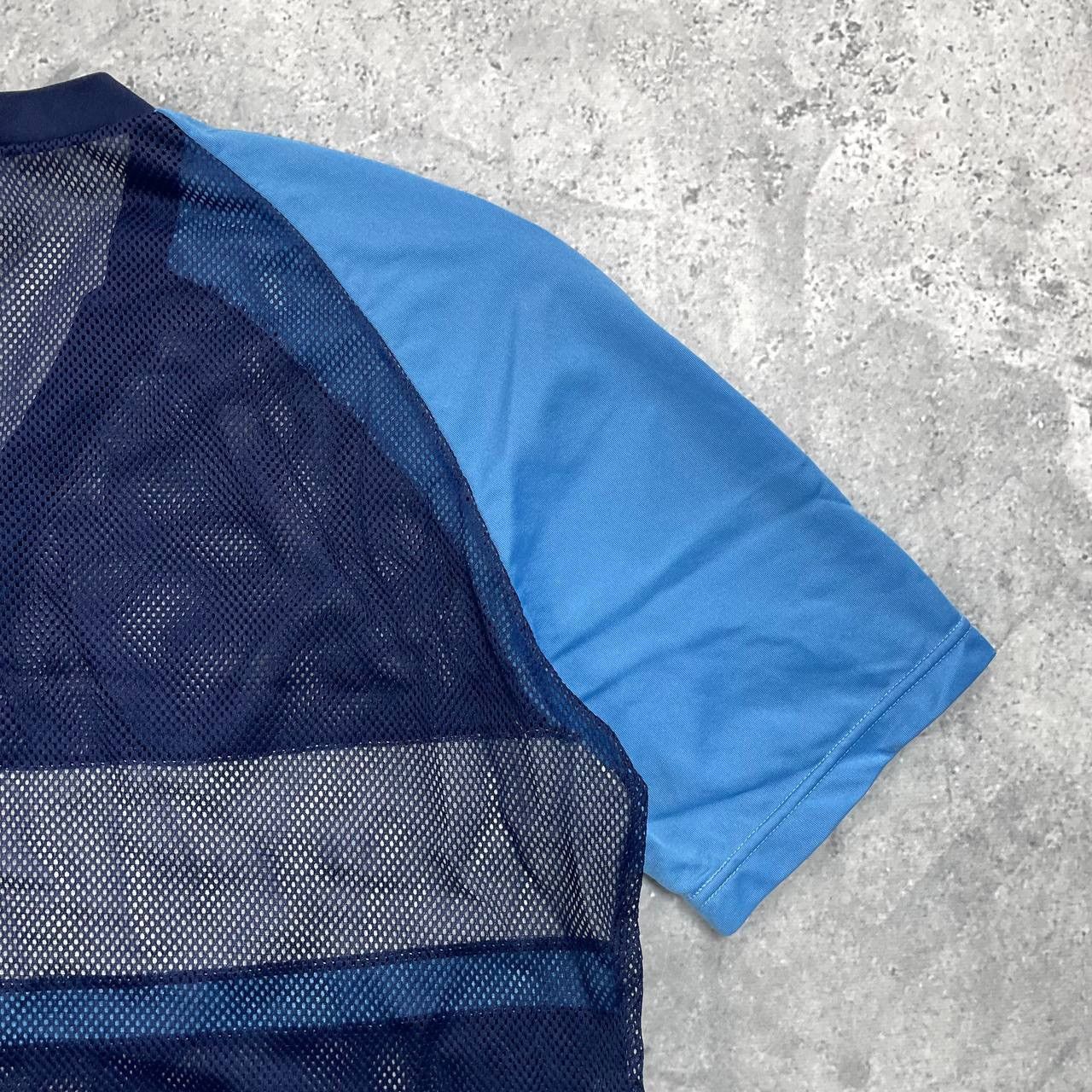 Adidas Vintage 80s Adidas Trefoil Mesh V-Neck T Shirt Blue Size M Size US M / EU 48-50 / 2 - 17 Thumbnail
