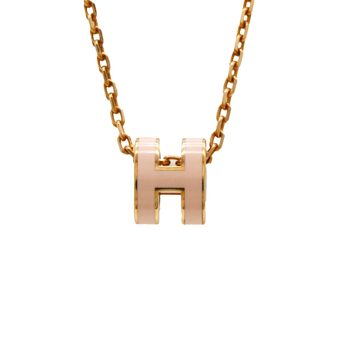 Hermes Hermes Pop Ash Mini H Logo Necklace Pendant Choker PGP Pink Gold Metal Necklace in Great Condition