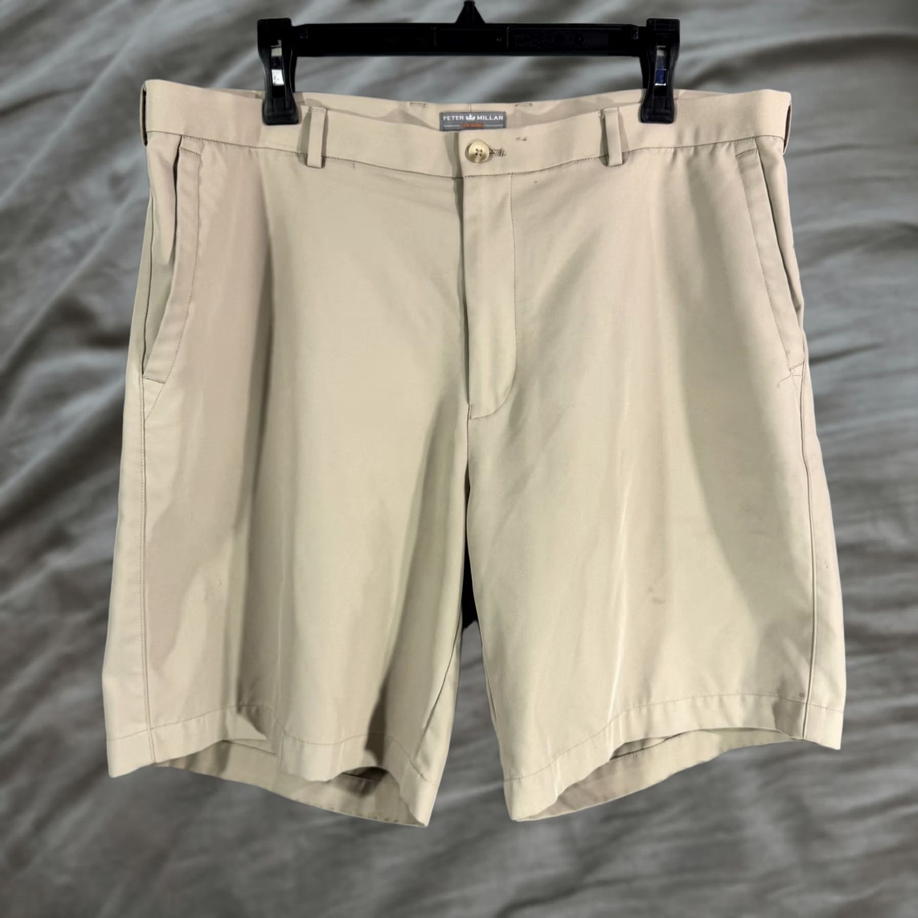 Peter Millar Peter Millar Shorts Mens 38 Golf Performance Wicking Polyester Casual Summer Sidewelt Pockets Beige Size US 38 / EU 54 - 1 Thumbnail
