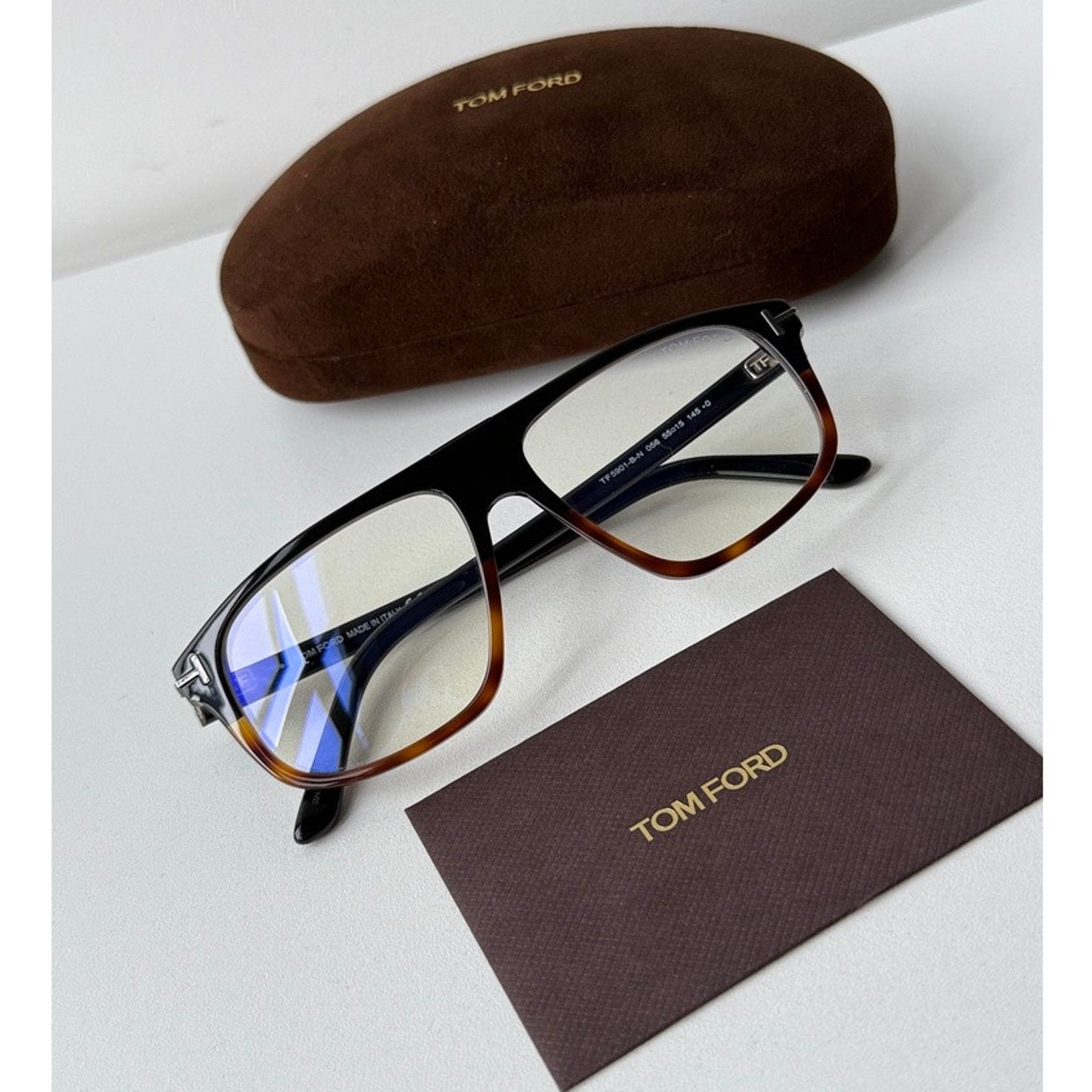 Tom Ford NEW Tom Ford FT6063-B 001 Square Bluelight Frames in Black Size ONE SIZE - 1 Thumbnail