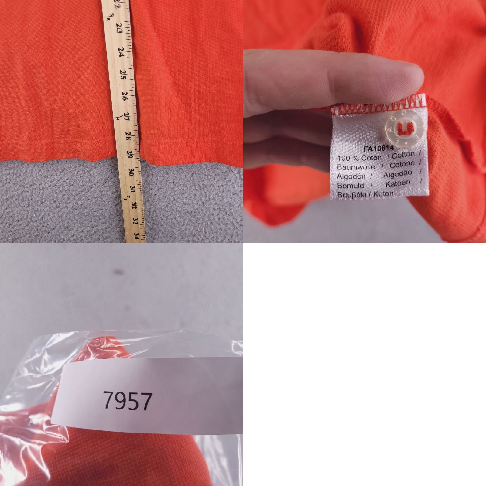 Lacoste Lacoste Polo Shirt Mens 2XL Orange Short Sleeve Cotton Slim Fit Sports Shirt Mens 2XL Orange Size US XXL / EU 58 / 5 - 8 Thumbnail