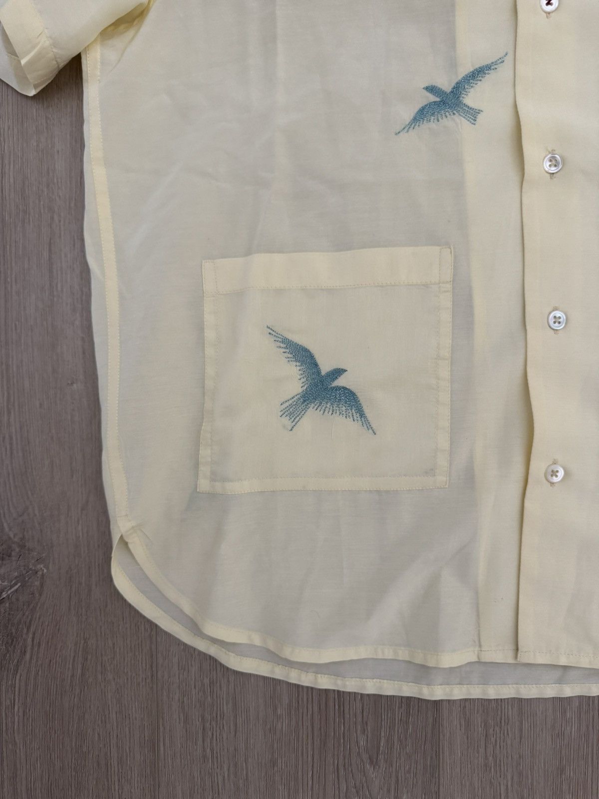 Other Baziszt Avian Bird Embroidered Camp Collar Silk Blend Shirt Size US M / EU 48-50 / 2 - 5 Thumbnail