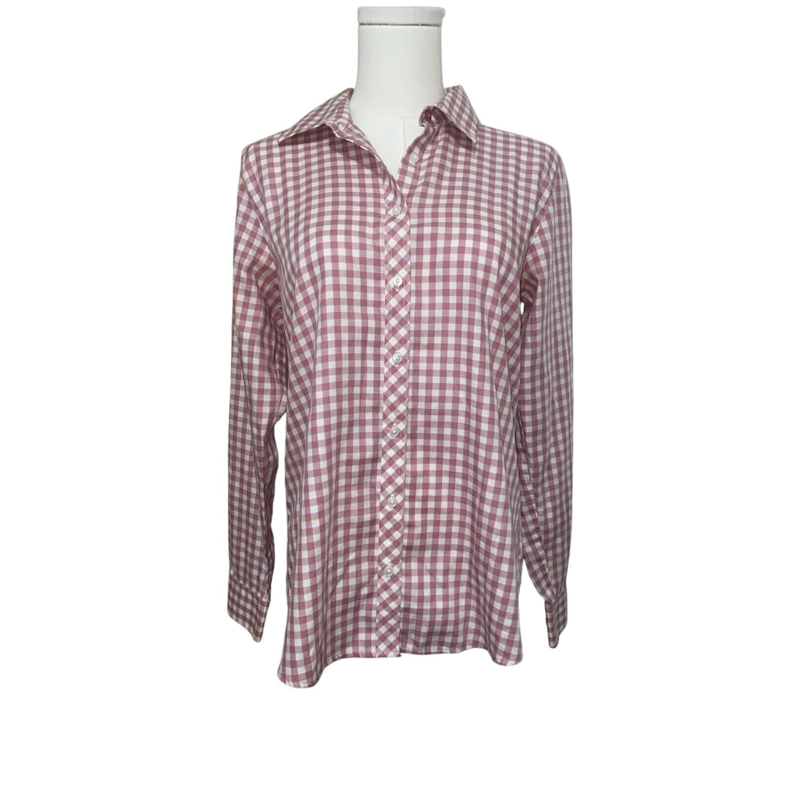 Orvis Orvis Women’s Long Sleeve Button Down Shirt 10 Pink & White Size L / US 10 / IT 46 - 1 Thumbnail