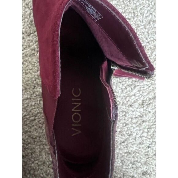 Vionic Vionic Burgundy Suede & Faux Snakeskin Ankle Boots With Side Size US 5 / IT 35 - 2 Thumbnail