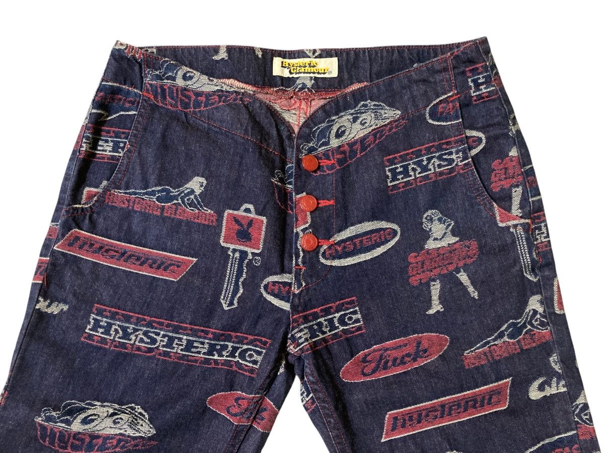 Hysteric Glamour × Vintage Hysteric Glamour Full Print Logo Flare Denim Pants Size 30" / US 8 / IT 44 - 3 Thumbnail