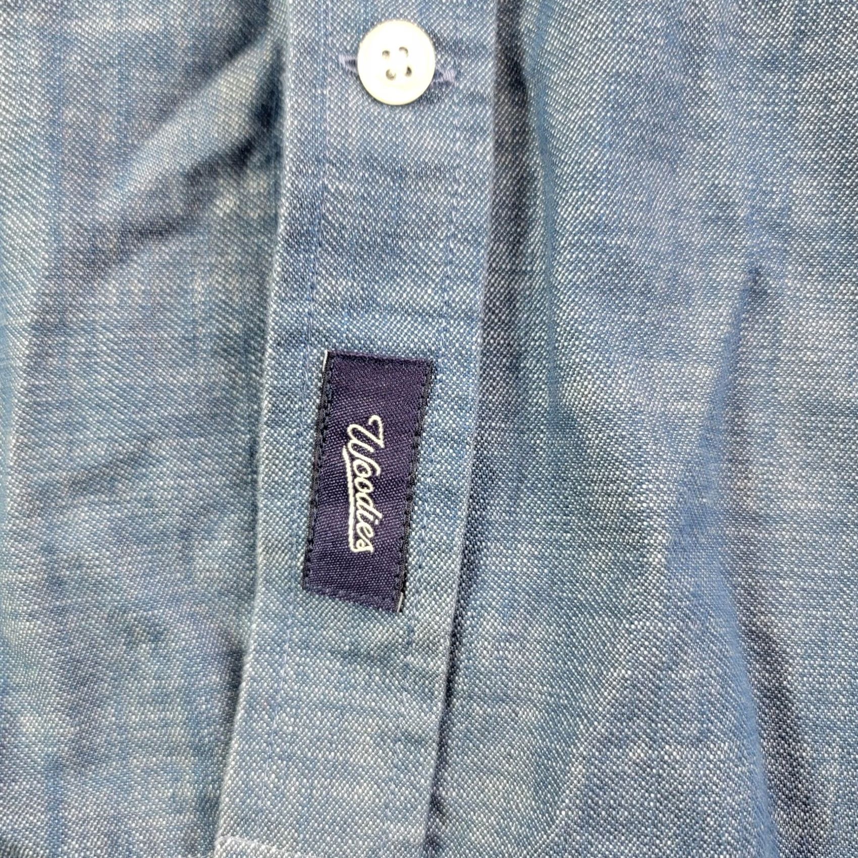 Vintage Woodies Shirt Mens M Blue Chambray Long Sleeve Button Front Cotton Casual Size US M / EU 48-50 / 2 - 2 Thumbnail