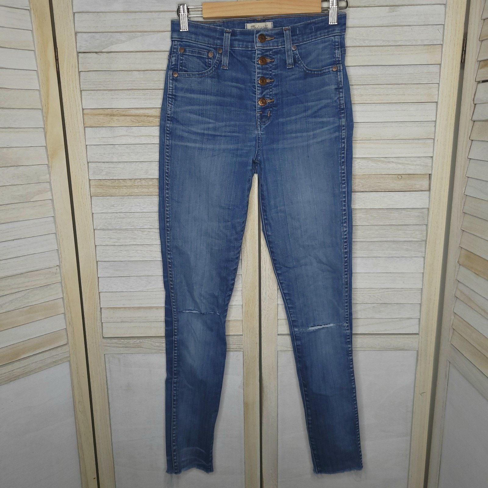 Madewell Madewell 10" High Riser Button Skinny Jeans Denim 25TL Size 26" / US 2 / IT 38 - 1 Thumbnail