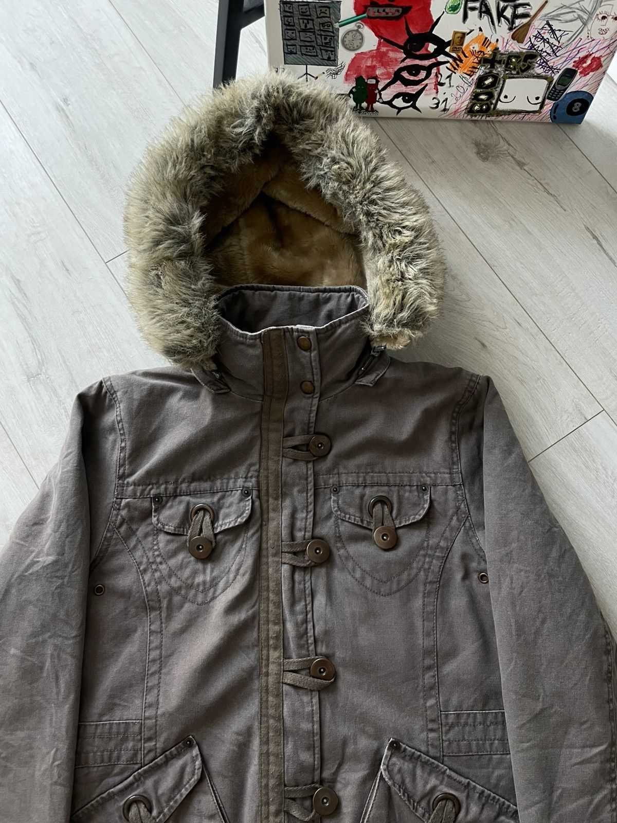 Japanese Brand Avant Garde 00’s Denim Fur Jacket Y2K Brown RARE Size L / US 10 / IT 46 - 3 Thumbnail