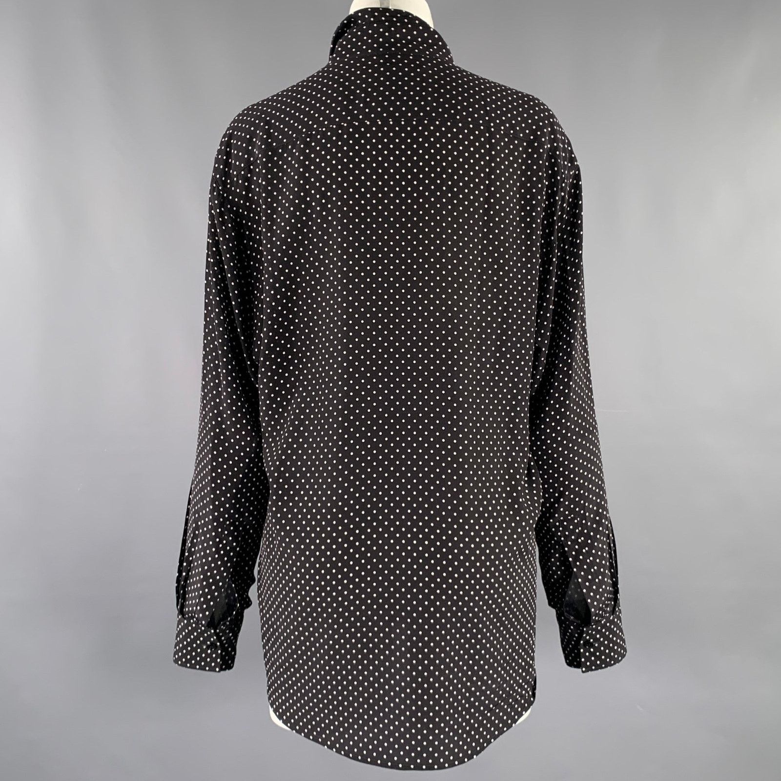 Plan C PLAN C Size M Black White Silk Polka Dot Bow Shirt Size M / US 6-8 / IT 42-44 - 4 Thumbnail