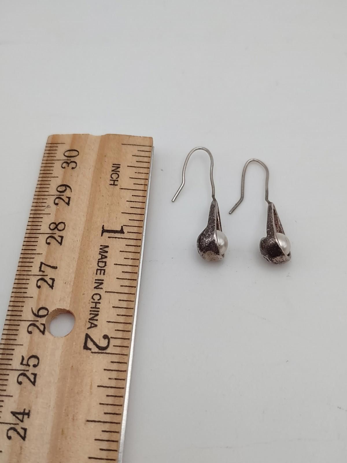 The Unbranded Brand Vintage Sterling Silver Pearl Teardrop Dangle Earrings 925 Size ONE SIZE - 3 Thumbnail