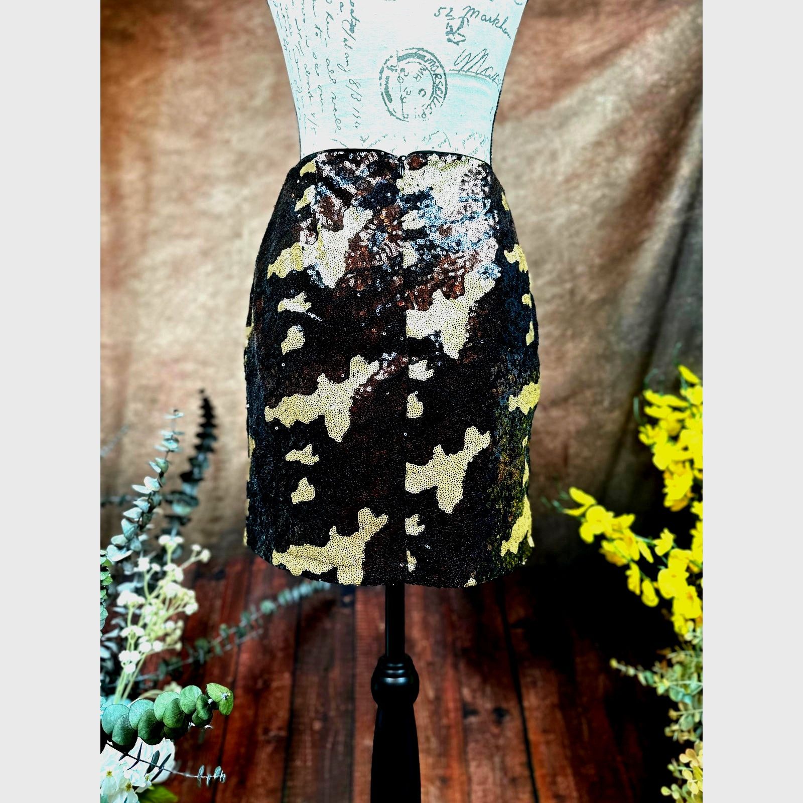 Other 382 Sequined Camouflage Mini Skirt - Brown Multi - size S Size 28" / US 6 / IT 42 - 15 Thumbnail