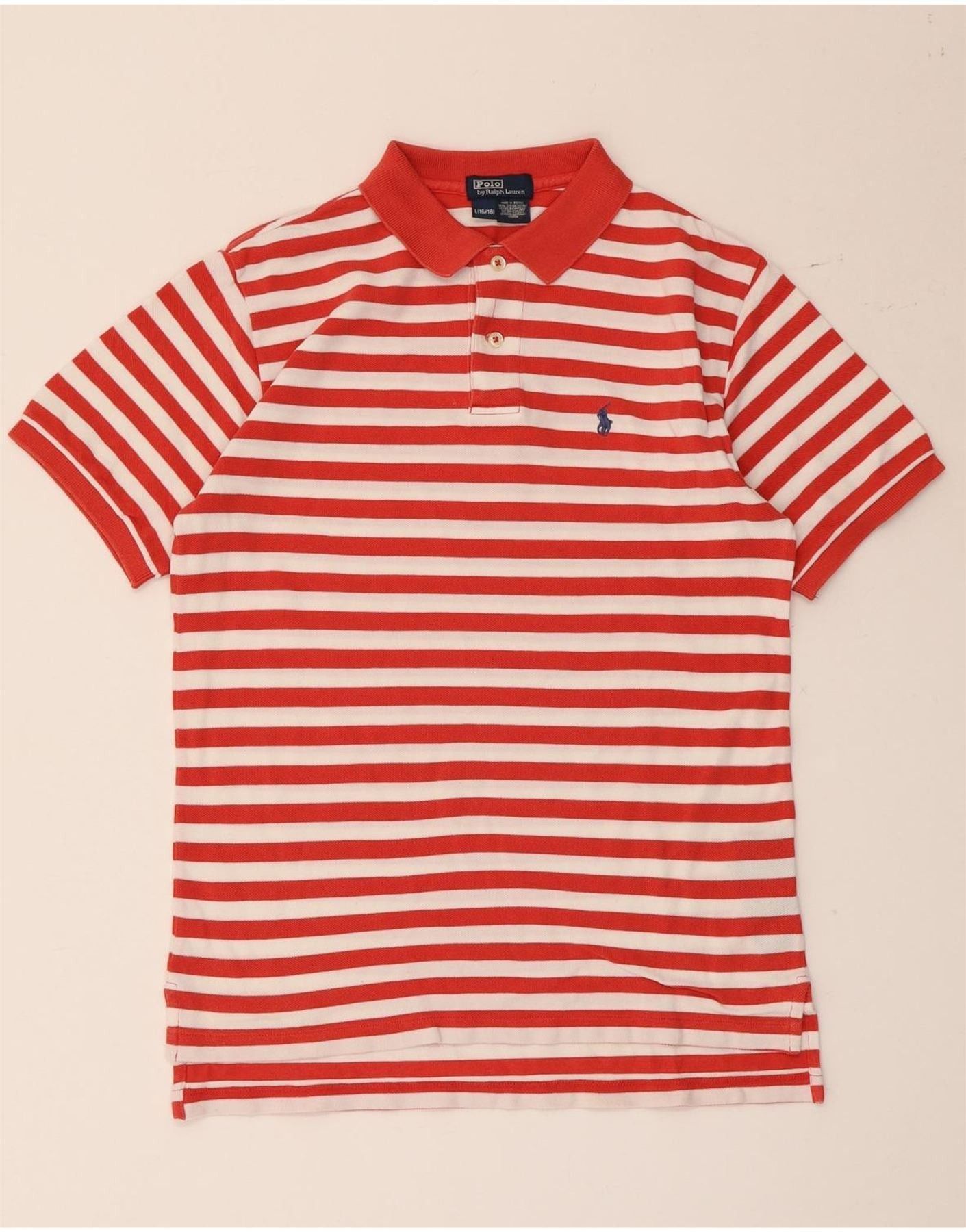 Polo Ralph Lauren Boys Polo Shirt 15-16 Years Large Red Striped Cotton Size ONE SIZE - 1 Thumbnail