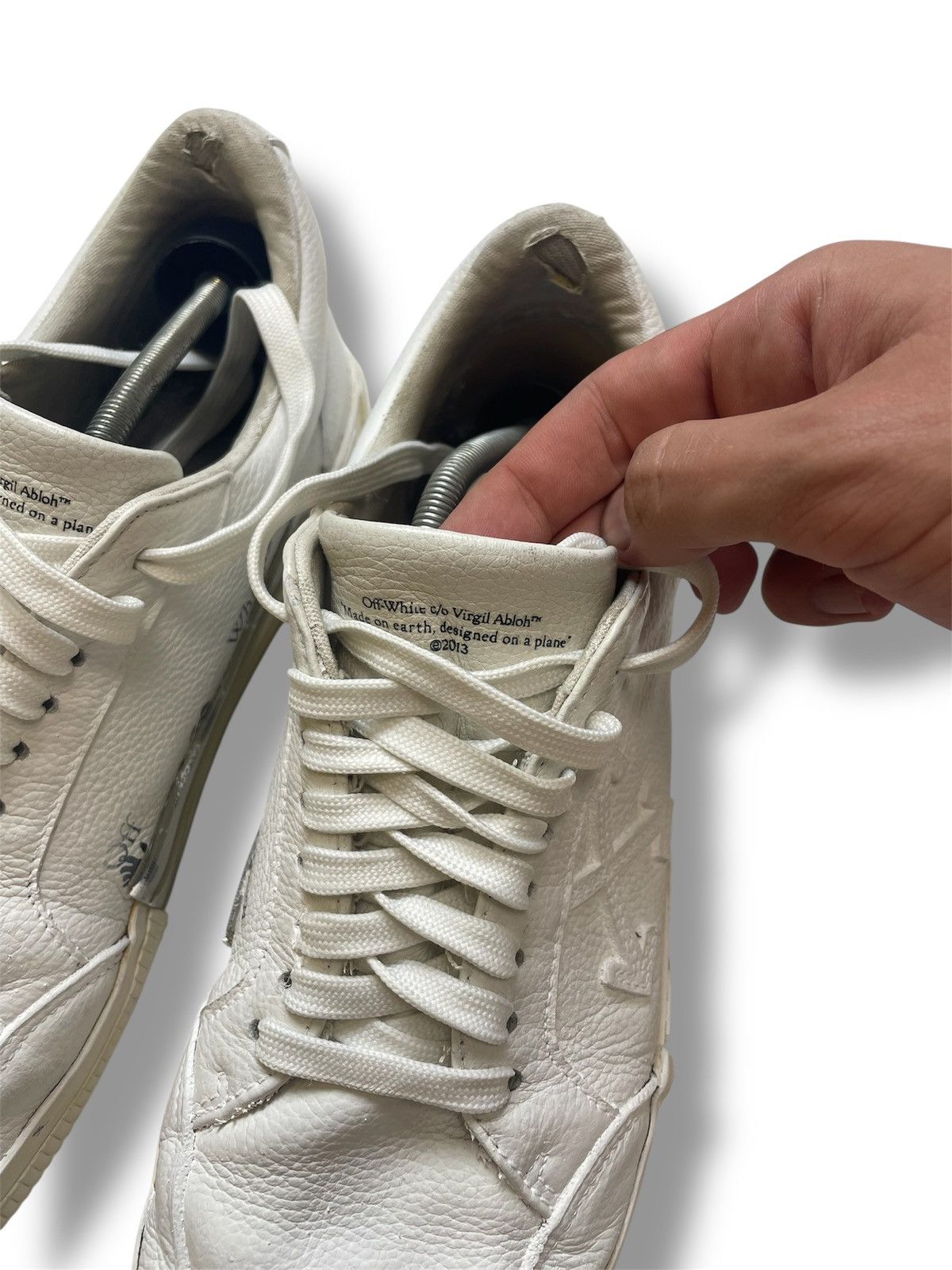 Off-White Off White Vulcanized White Leather Sneaker Size US 10 / EU 43 - 5 Thumbnail