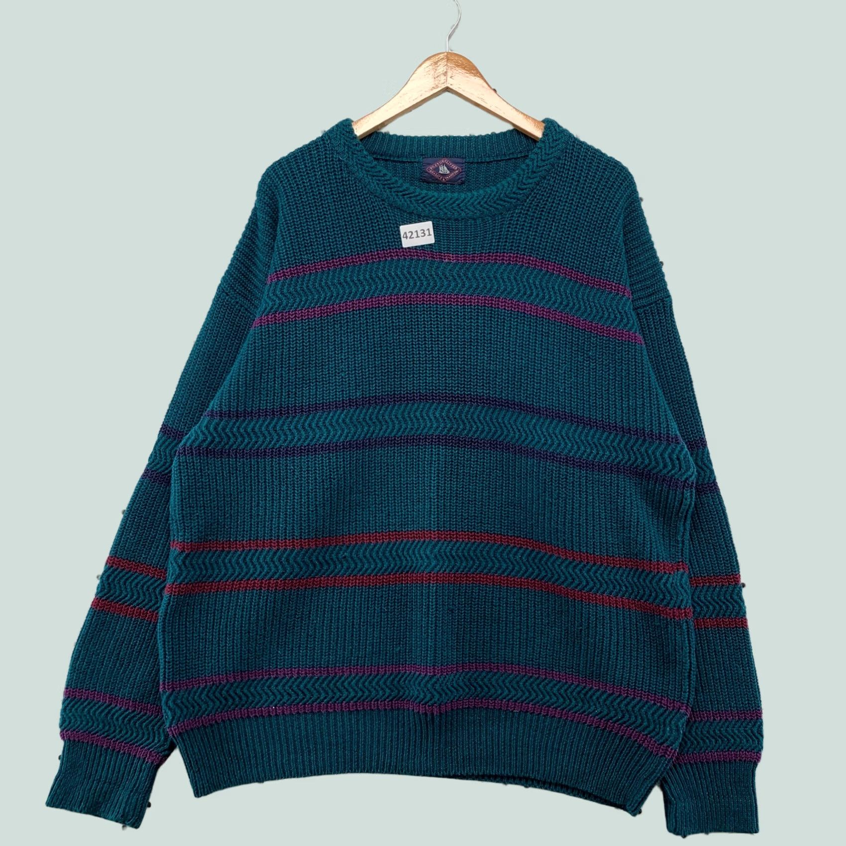 Vintage VINTAGE Boston Clipper Knit Sweater Mens XLK Blue Striped Pullover 24x30 Classic Conversation Size US XL / EU 56 / 4 - 1 Thumbnail