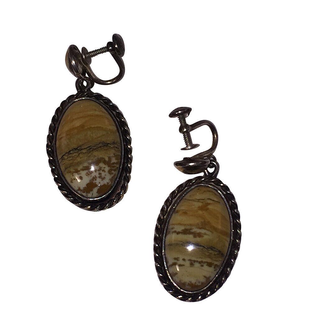 Handmade Sterling Painted Desert Jasper Necklace Earrings & Ring Set Size ONE SIZE - 8 Thumbnail