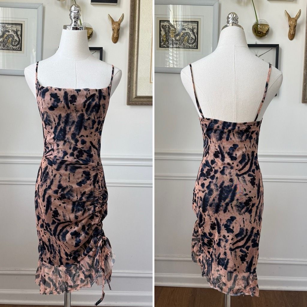 Other Pretty Little Thing Mesh Bodycon Ruched Mini Dress Dark Blue Size S / US 4 / IT 40 - 1 Thumbnail