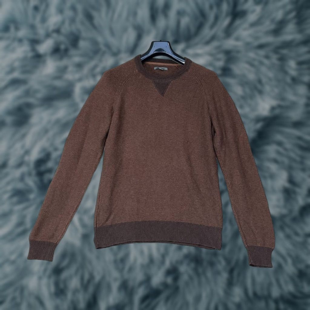 J.Crew Johnston & Murphy Sweater Contrast Brown Pullover Knit Textured Preppy Size L Size US L / EU 52-54 / 3 - 1 Thumbnail