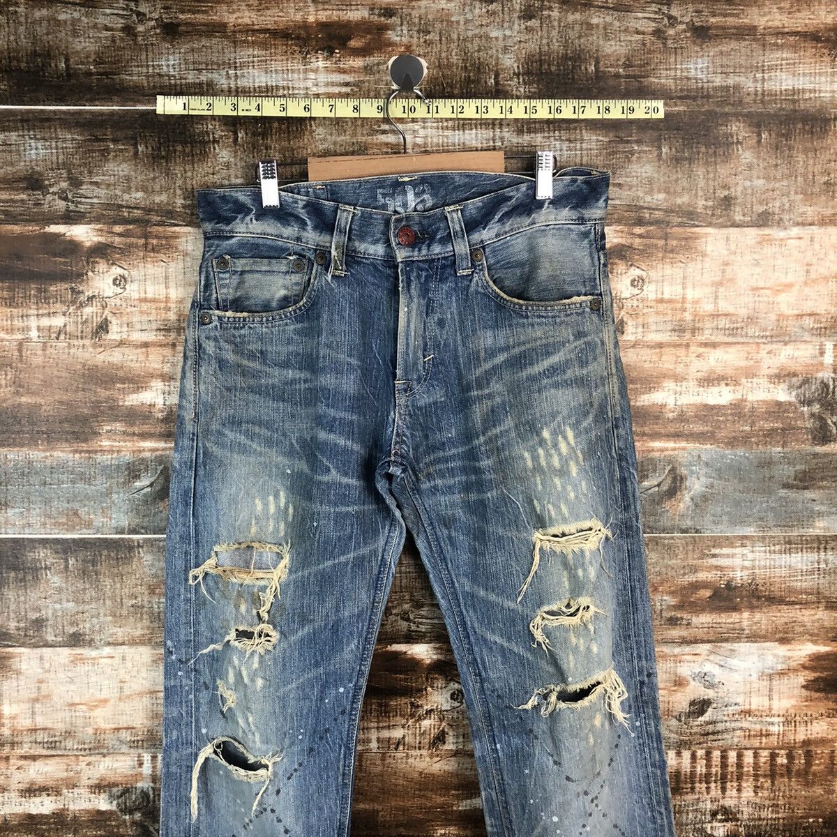 Edwin DLL Edwin Blue Stripe Distressed Denim Pants #C006 Size US 31 - 2 Thumbnail
