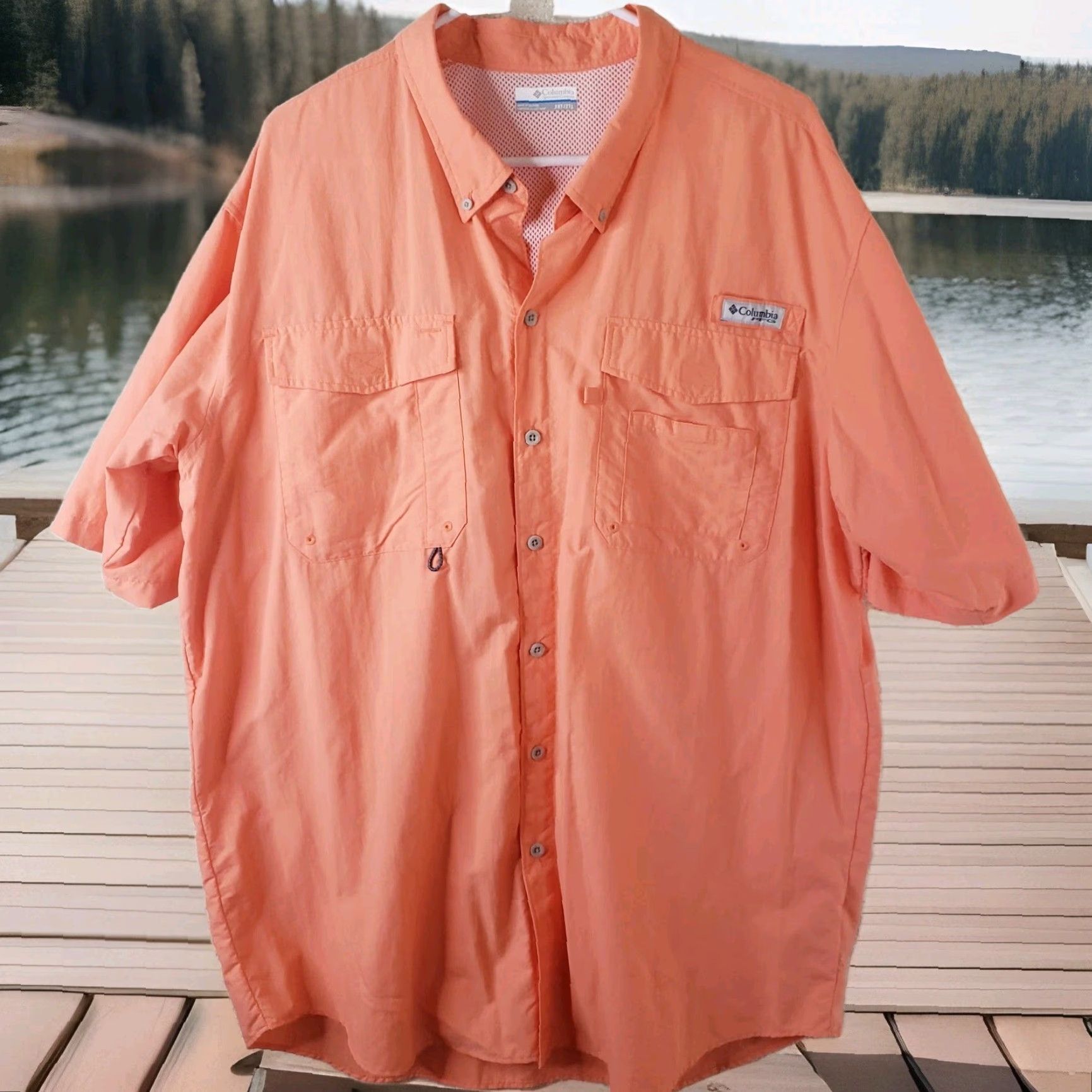 Vintage Columbia PFG Men 2XT Coral Fishing SS Shirt Button-Down UPF 30+ Outdoor Camp Shirt Size US XXL / EU 58 / 5 - 2 Thumbnail