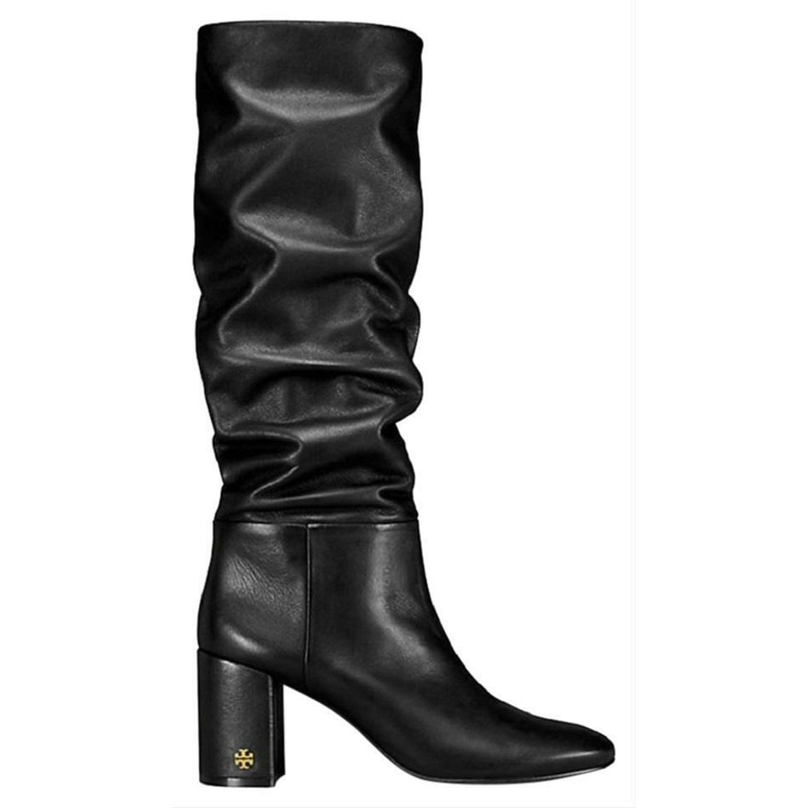 Tory Burch TORY BURCH BLACK BROOKE SLOUCHY LEATHER GOLD REVA TALL 10 Size US 10 / IT 40 - 1 Thumbnail