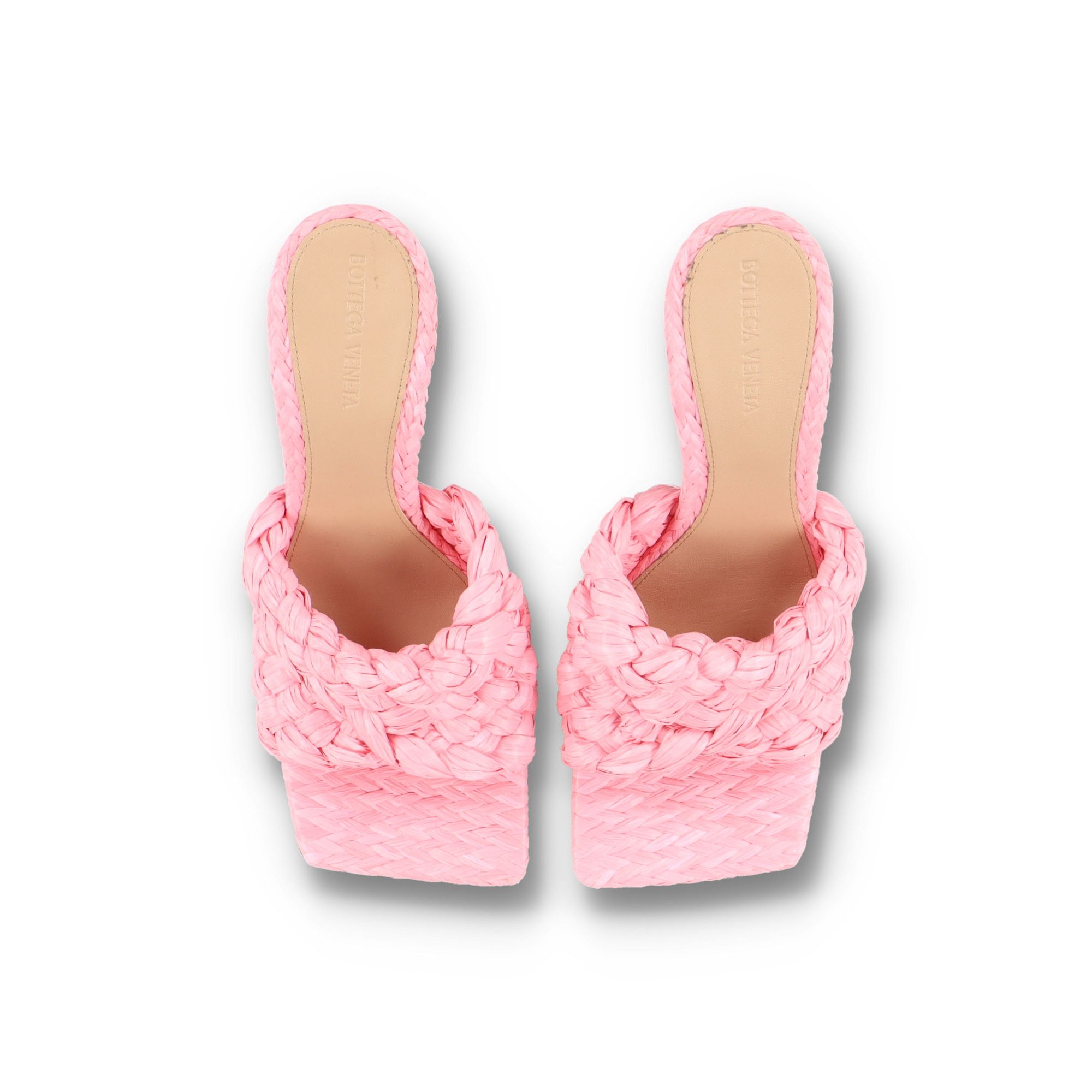 Bottega Veneta Pink Stretch Intrecciato Raffia Mules Size US 10 / IT 40 - 8 Thumbnail
