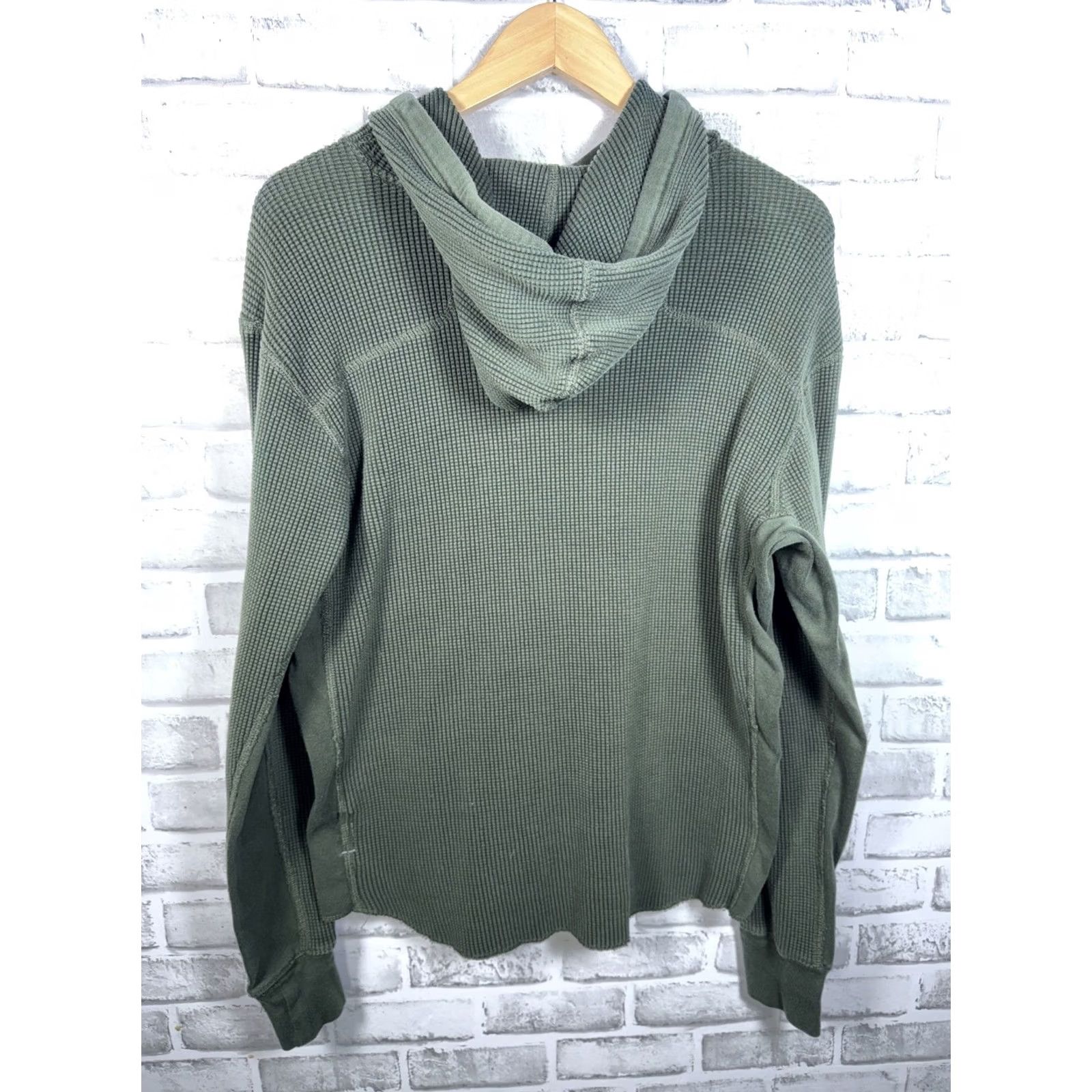 Rag & Bone VINTAGE Rag & Bone Olive Green Waffle Knit Hoodie 100% Cotton Mens M Size US M / EU 48-50 / 2 - 8 Thumbnail