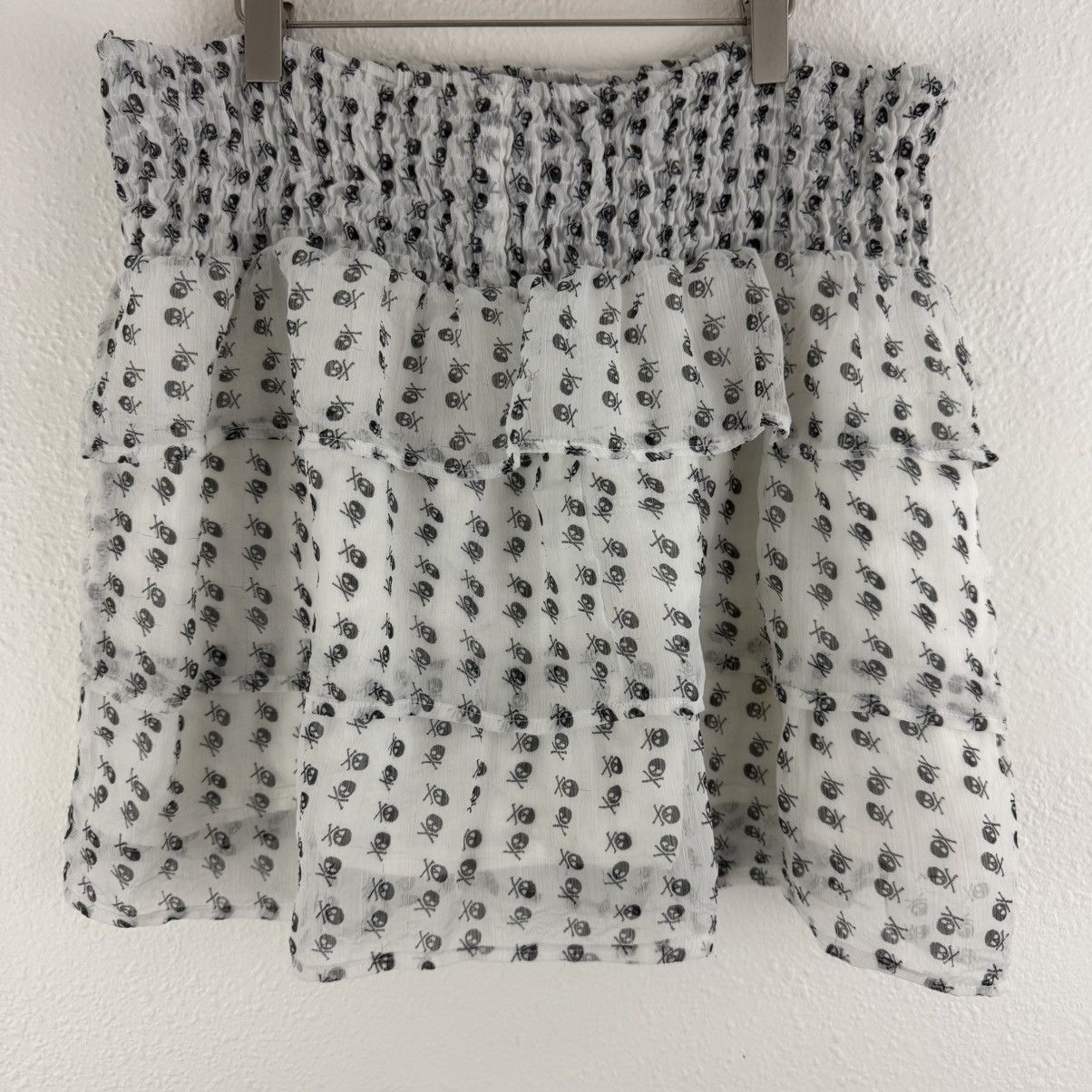 Other VANITY Vintage Y2K White Black Tulle Ruffle Skull Mini Skirt Size 30" / US 8 / IT 44 - 7 Thumbnail