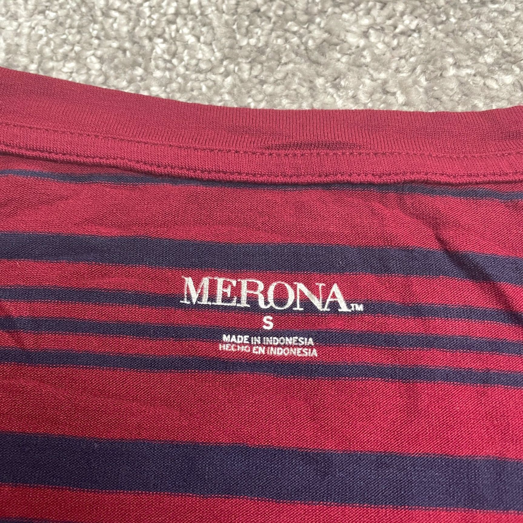 Merona Merona Tunic Top Womens Small Red Blue Striped V-Neck Long Sleeve Pocket Casual Shirt Size S / US 4 / IT 40 - 4 Thumbnail