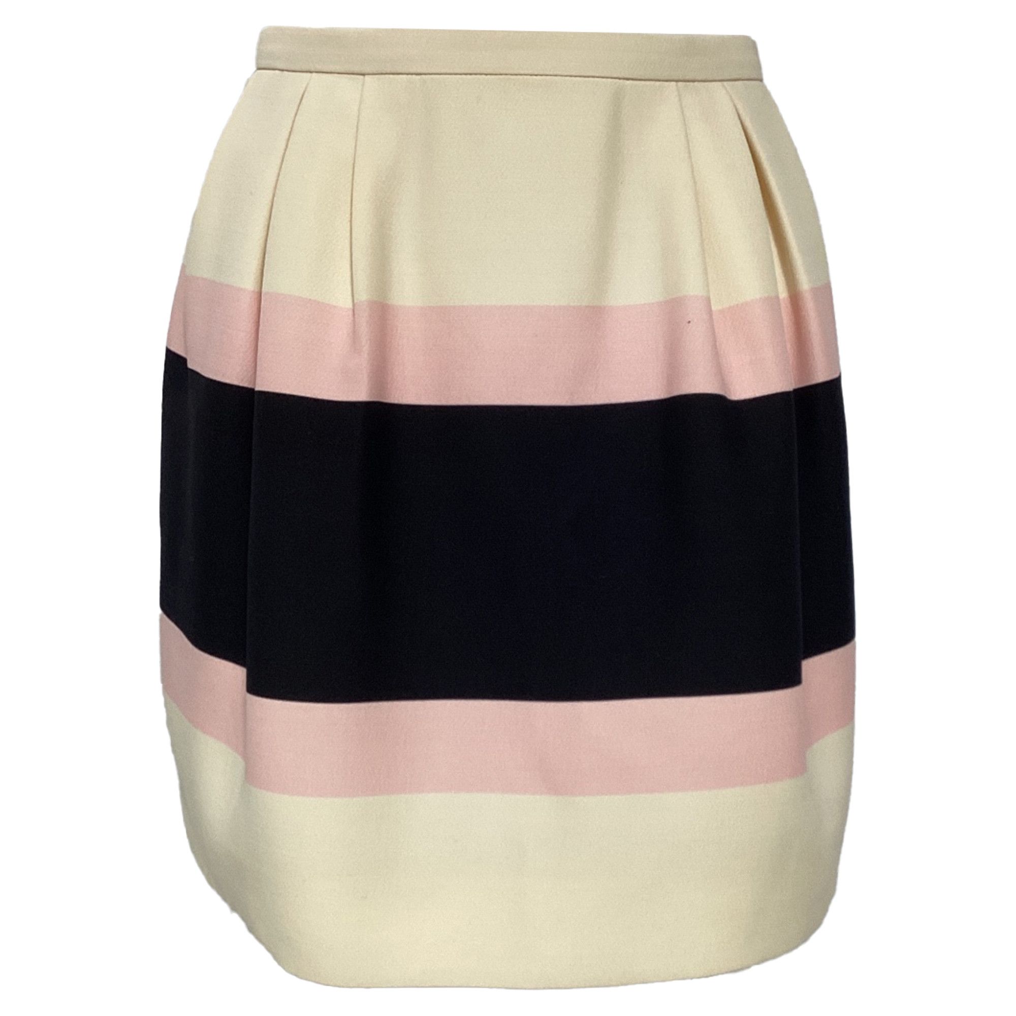 Valentino Valentino Pleated Striped Crepe Mini Skirt in Cream Wool Size 24" / US 00 / IT 34 - 1 Thumbnail