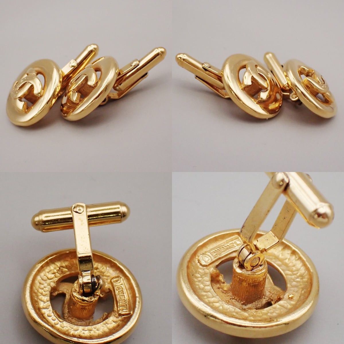 Chanel Chanel Gold Plated Vintage Logo Round Cufflinks Gold Size ONE SIZE - 3 Thumbnail