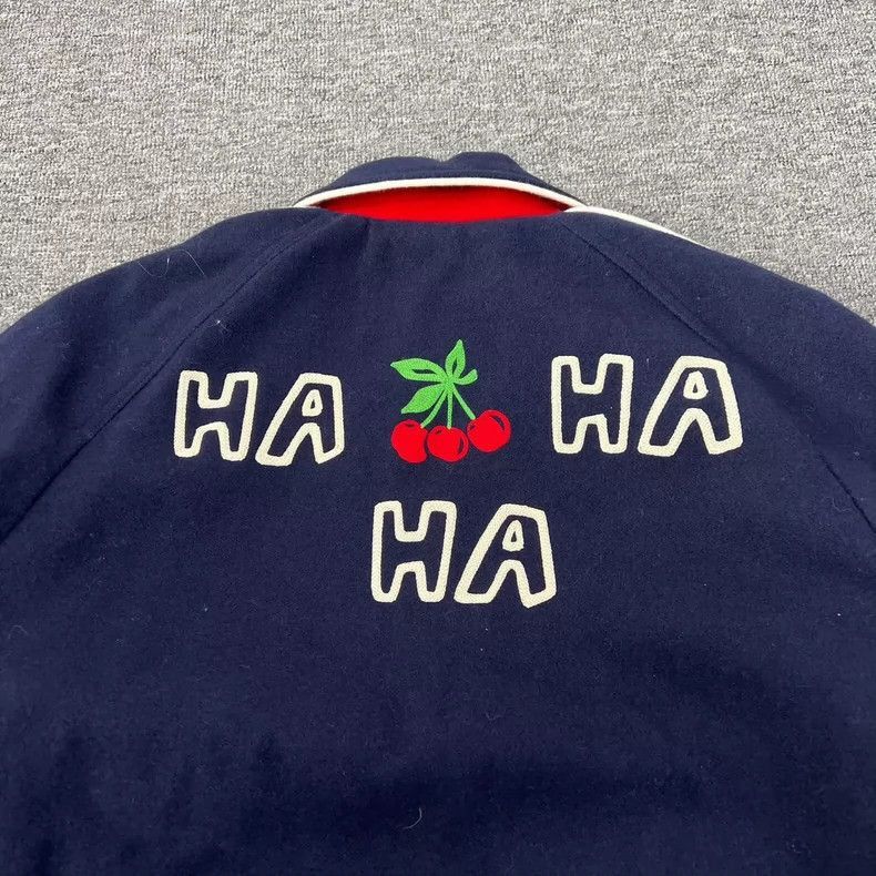 Gucci Gucci Cherry Baseball Jacket in Blue-2507 Size US L / EU 52-54 / 3 - 3 Thumbnail