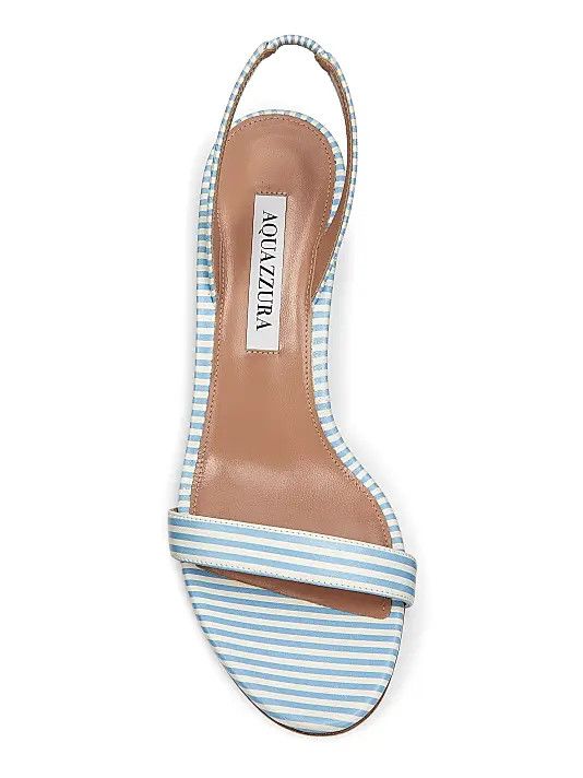 Aquazzura os11x1225 So Nude 50MM Striped Leather Slingback Sandals Size US 7 / IT 37 - 4 Thumbnail