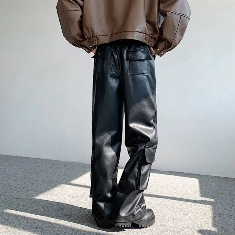 Japanese Brand × Leather × Vintage Leather Trousers Rivet Niche Design PU Casual Pants Size US 33 - 5 Thumbnail